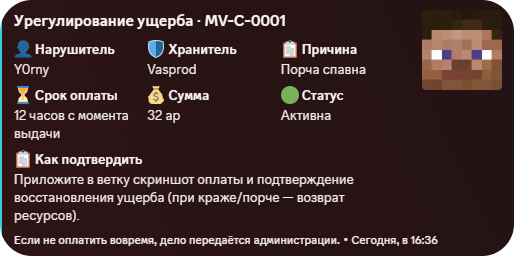 Компенсация в Discord